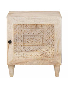 Comodino Beige 40 x 33 x 46 cm legno massello di mango 2