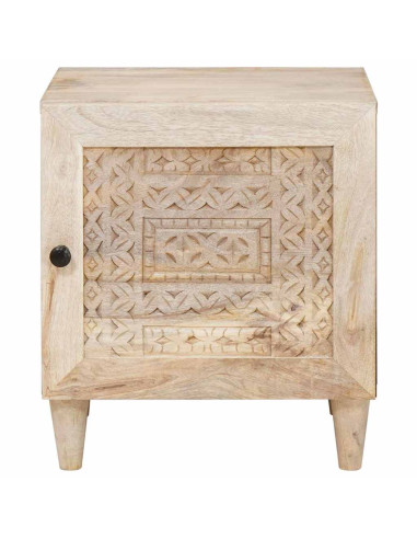 Comodino Beige 40 x 33 x 46 cm legno massello di mango