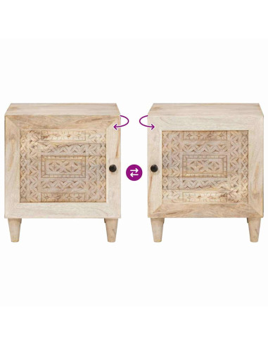 Comodino Beige 40 x 33 x 46 cm legno massello di mango