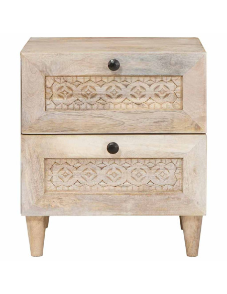 Comodino 2 pcs Beige 40 x 33 x 46 cm legno massello di mango