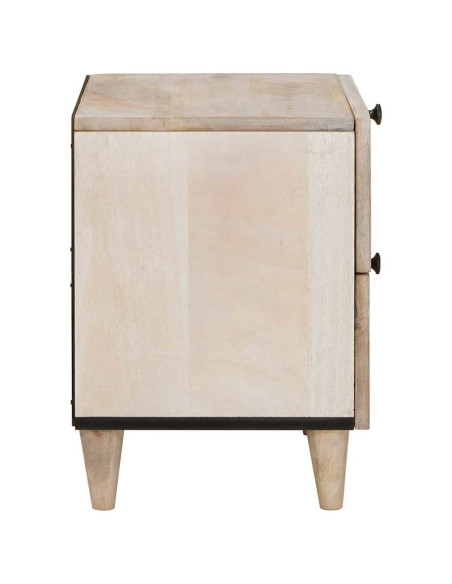 Comodino 2 pcs Beige 40 x 33 x 46 cm legno massello di mango