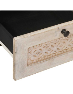 Comodino Beige 40 x 33 x 46 cm legno massello di mango 2