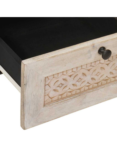 Comodino Beige 40 x 33 x 46 cm legno massello di mango