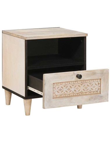 Comodino Beige 40 x 33 x 46 cm legno massello di mango