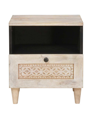 Comodino 2 pcs Beige 40 x 33 x 46 cm legno massello di mango