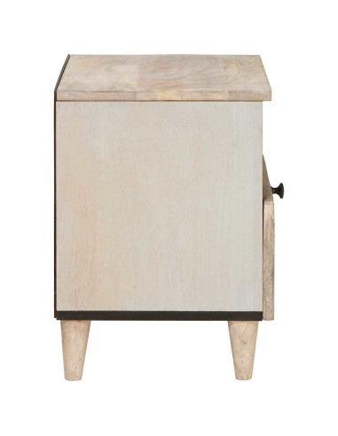 Comodino 2 pcs Beige 40 x 33 x 46 cm legno massello di mango