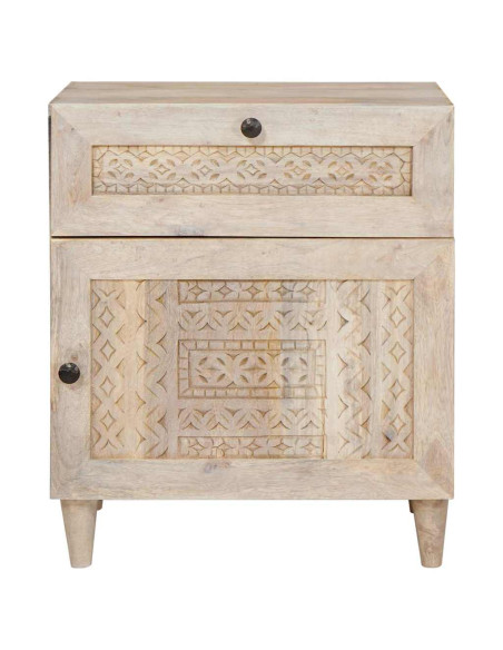 Comodino Beige 50 x 33 x 60 cm legno massello di mango
