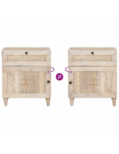 Comodino Beige 50 x 33 x 60 cm legno massello di mango