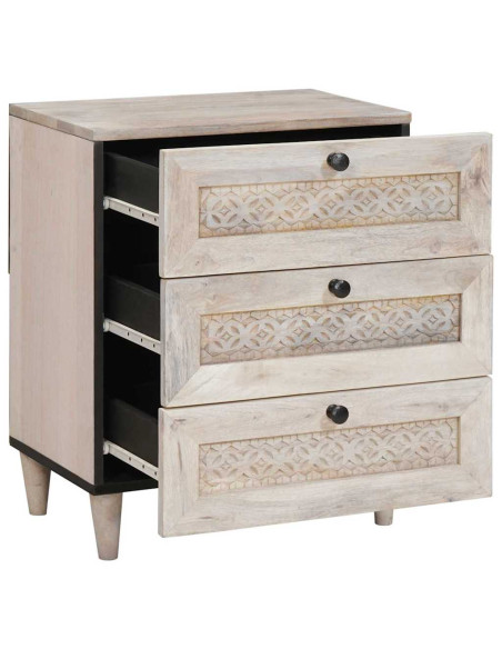 Comodino Beige 50 x 33 x 60 cm legno massello di mango