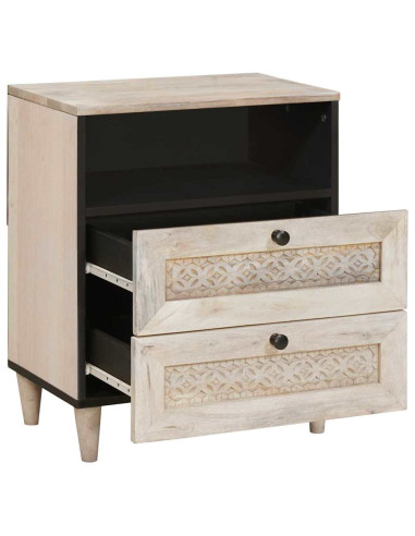 Comodino Beige 50 x 33 x 60 cm legno massello di mango