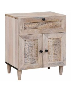Comodino Beige 50 x 33 x 60 cm legno massello di mango