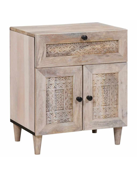 Comodino Beige 50 x 33 x 60 cm legno massello di mango
