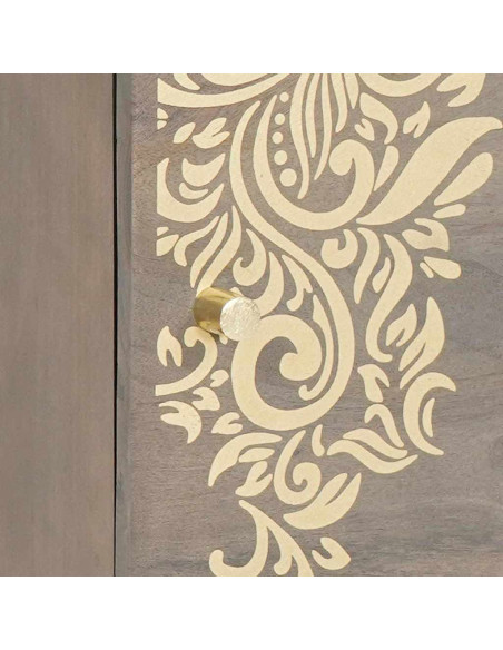 Armadio da Notte Grigio 40 x 33 x 46 cm legno massello di mango