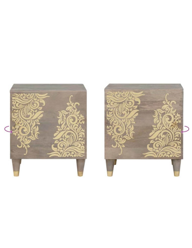 Armadio da Notte 2 pcs Grigio 40 x 33 x 46 cm