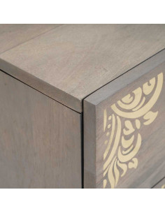 Armadio da Notte Grigio 40 x 33 x 46 cm legno massello di mango