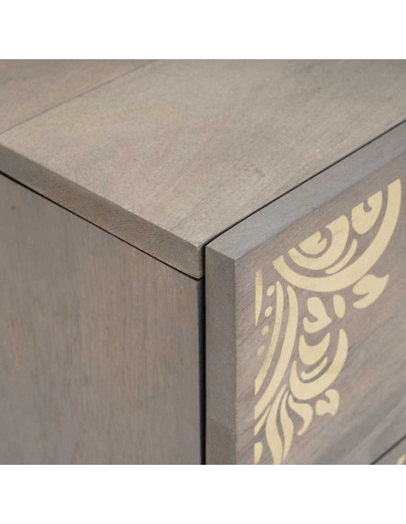 Armadio da Notte Grigio 40 x 33 x 46 cm legno massello di mango