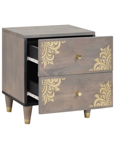 Armadio da Notte Grigio 40 x 33 x 46 cm legno massello di mango