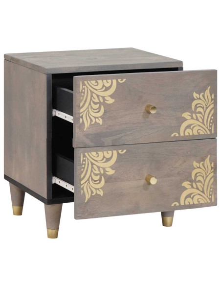 Armadio da Notte Grigio 40 x 33 x 46 cm legno massello di mango