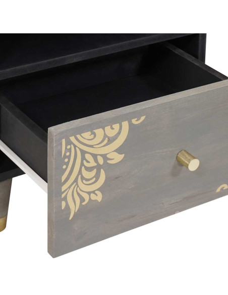 Armadio da Notte Grigio 40 x 33 x 46 cm legno massello di mango