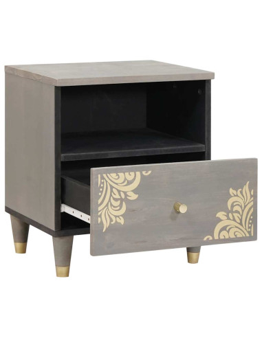 Armadio da Notte Grigio 40 x 33 x 46 cm legno massello di mango