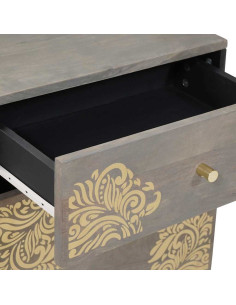 Armadio da Notte Grigio 50 x 33 x 60 cm legno massello di mango 2