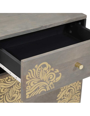 Armadio da Notte Grigio 50 x 33 x 60 cm legno massello di mango