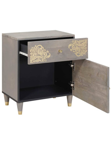Armadio da Notte Grigio 50 x 33 x 60 cm legno massello di mango