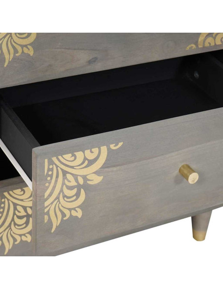 Armadio da Notte Grigio 50 x 33 x 62 cm legno massello di mango