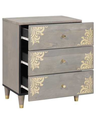 Armadio da Notte Grigio 50 x 33 x 62 cm legno massello di mango