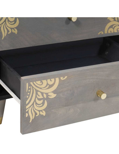 Armadio da Notte Grigio 50 x 33 x 62 cm legno massello di mango