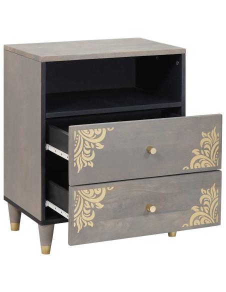 Armadio da Notte Grigio 50 x 33 x 62 cm legno massello di mango