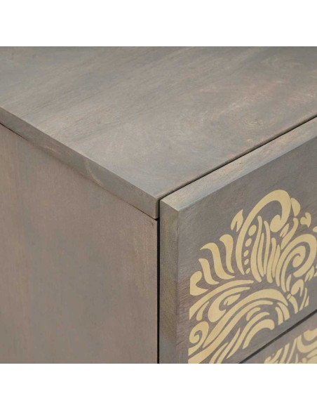 Armadio da Notte Grigio 50 x 33 x 60 cm legno massello di mango