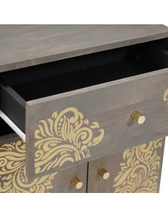 Armadio da Notte Grigio 50 x 33 x 60 cm legno massello di mango 2