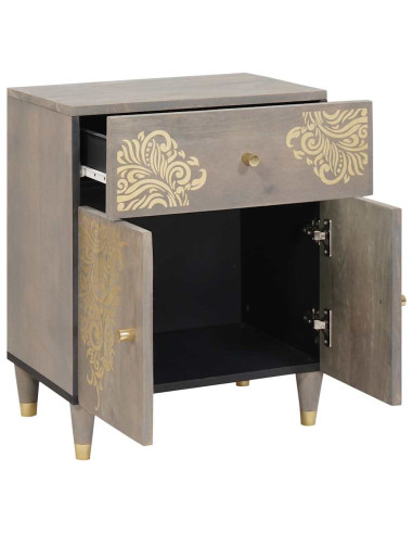 Armadio da Notte Grigio 50 x 33 x 60 cm legno massello di mango