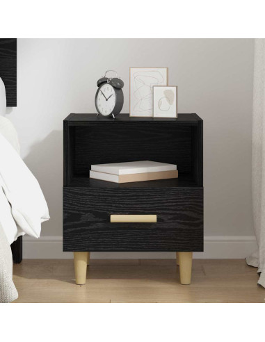Armadio da Notte con cassetto Rovere nero 40 x 35 x 47,5 cm