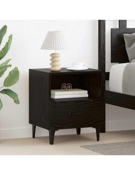Armadio da Notte con cassetto Rovere nero 40 x 35 x 47,5 cm