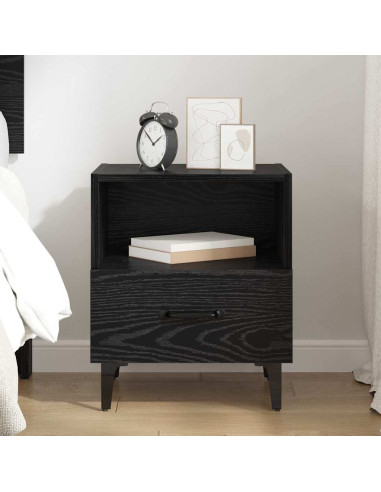 Armadio da Notte con cassetto Rovere nero 40 x 35 x 47,5 cm