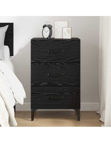 Armadio da Notte Rovere nero 40 x 40 x 66 cm Legno multistrato