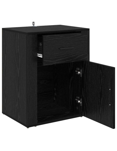 Armadio da Notte Rovere nero 50 x 36 x 60 cm Legno multistrato