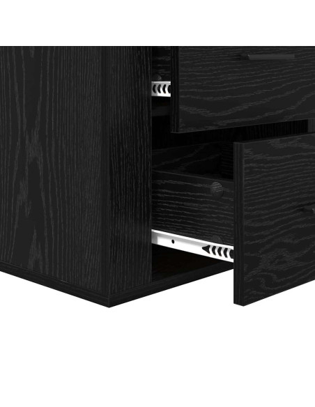 Armadio da Notte Rovere nero 50 x 36 x 60 cm Legno multistrato