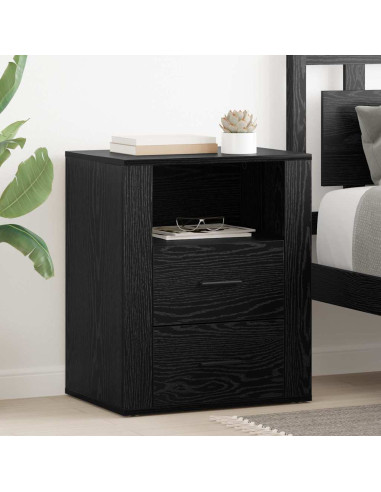 Armadio da Notte Rovere nero 50 x 36 x 60 cm Legno multistrato
