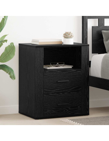Armadio da Notte Rovere nero 50 x 36 x 60 cm Legno multistrato