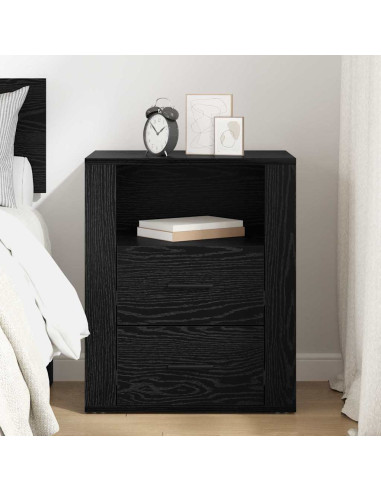Armadio da Notte Rovere nero 50 x 36 x 60 cm Legno multistrato