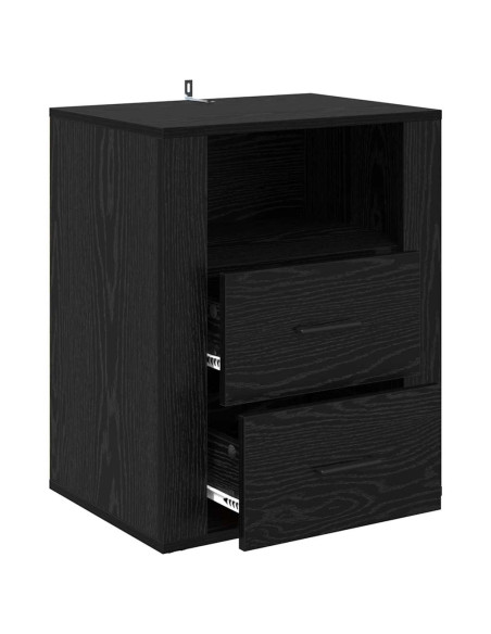 Armadio da Notte Rovere nero 50 x 36 x 60 cm Legno multistrato