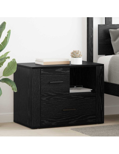 Armadio da Notte Rovere nero 60 x 36 x 45 cm Legno multistrato