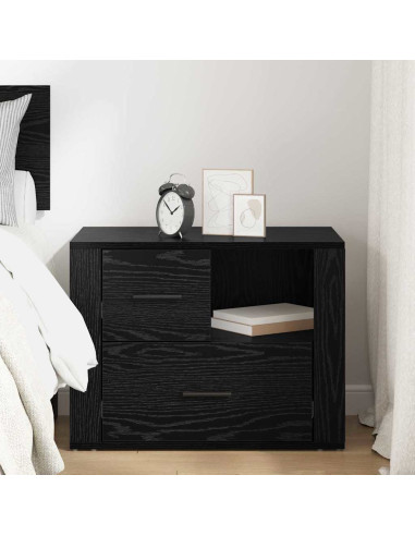 Armadio da Notte Rovere nero 60 x 36 x 45 cm Legno multistrato
