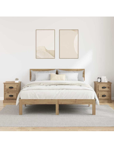 Armadio da Notte 2 pz Rovere artigianale 39 x 39 x 47.5 cm