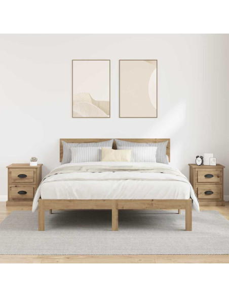 Armadio da Notte 2 pz Rovere artigianale 39 x 39 x 47.5 cm