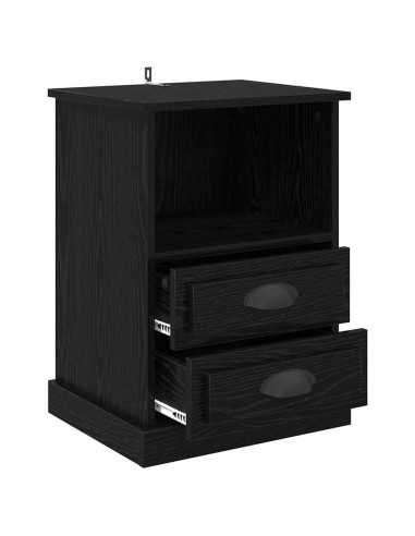 Armadio da Notte con cassetto 2 pcs Rovere nero 43 x 36 x 60 cm