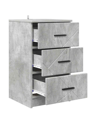 Armadio da Notte con cassetto Grigio cemento 38 x 38 x 66 cm